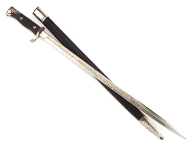 Imperial German WWI M1898 Bayonet with Engraved Blade.