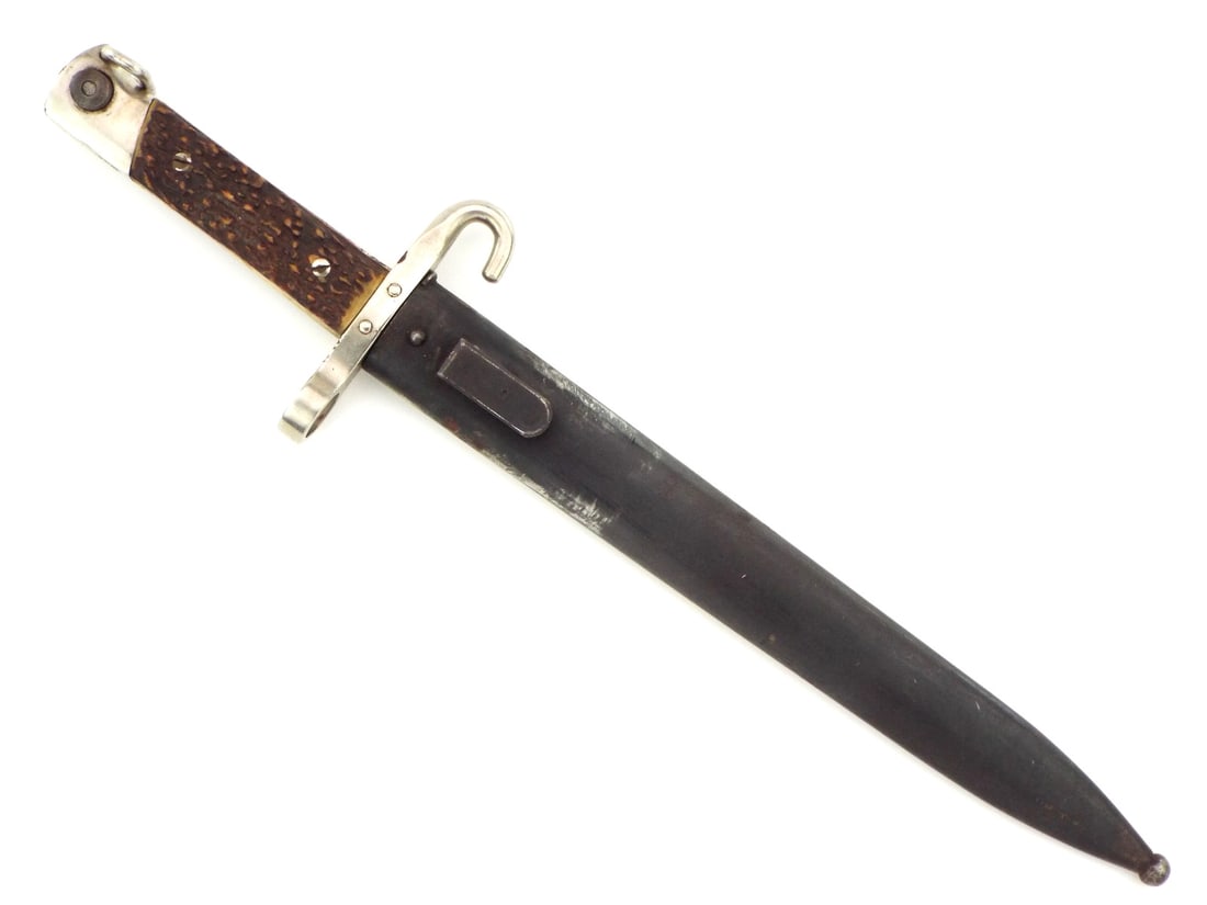 Austrian WWI to WWII NCO Bayonet with Stag Handle.: Austrian WWI to WWII NCO Bayonet with Stag Handle. Full Length 14.5 Inches Blade Length 10 Inches