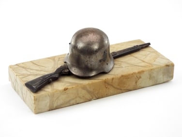 German WWII Stahlhelm Helmet Marble Desk Decoration