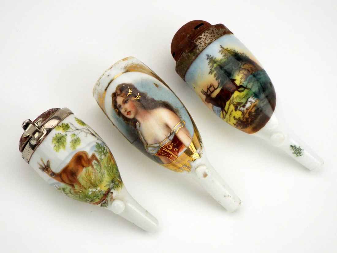 ANTIQUE OIL PAINTING BAR PIPE MAN ①と② 2点