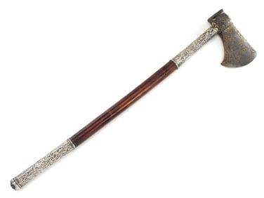 Spectacular Late 18th C. Indo Persian Tabarzine Battle Axe