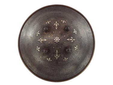 Antique Islamic Persian Qajar Etched Metal Shield. 20.5" Diameter