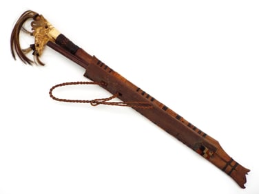 Antique Indonesian Borneo Dayak Headhunters Sword Dagger Fine Carved Grip