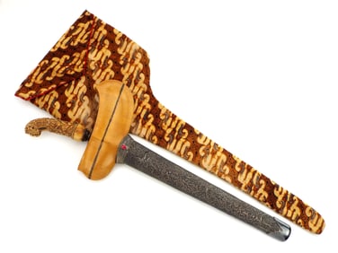 Antique Asian Indonesian Malaysian Damascus KRIS Dagger, FINE Carved Handle.