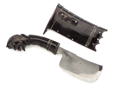 Nicely Carved All Bone Philippine Axe Dagger