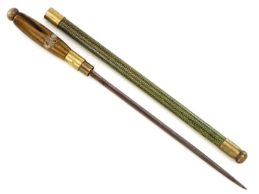 Chinese WWII High End Swagger Stick with Jewels on Tiger Eye Handle.