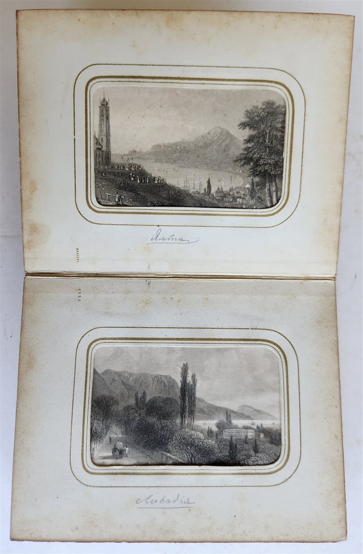1860s CRIMEA UKRAINE COLLECTION of 31 RUSSIAN EMPIRE ENGRAVINGS BOOK antique: PLATES FROM MILITARY ALMANACS, MOUNTED IN FRENCH CARTE DE VISITE ALBUM at the HEIGHT OF CDV COLLECTING CRAZE. MINIATURE ENGRAVED VIEWS of the RUSSIAN EMPIRE, MOSTLY UKRAINE. 31 engravings, clipped fro