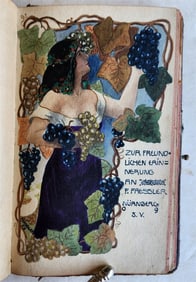 1901 ALBUM AMICORUM MANUSCRIPT POETRY GERMAN BOOK antique WATERCOLOR ILLUSTRATED