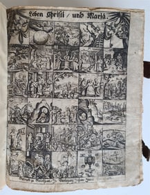 1681 LIFE of CHRIST & VIRGIN MARY in GERMAN antique LEATHER BINDING