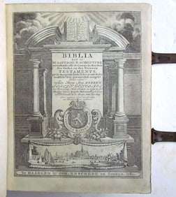 1782 BIBLE LEATHER BOUND w/ CLASPS BIBLIA SACRA antique in DUTCH NETHERLANDS