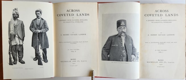 1902 ACROSS COVETED LANDS JOURNEY to CALCUTTA INDIA 2 VOLS. antique ILLUSTRATED