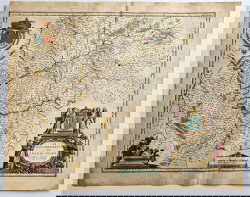 1640 MAP LE GOUVERNMENT de L'ISLE DE FRANCE BLAEU antique AUTHENTIC hand colored