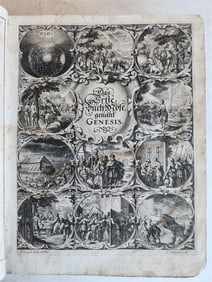 1661 BIBLE in GERMAN ILLUSTRATED ANTIQUE VELLUM BOUND OLD TESTAMENT