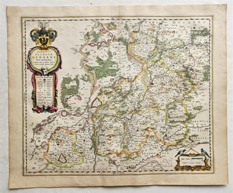 1640 MAP of GERMANY POLAND GLOGOW SILESIA by WILLEM BLAEU antique AUTHENTIC