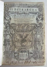 1553 PETRARCH VELLUM BINDING antique Con l'espositione di M. Giovanni Gesualdo
