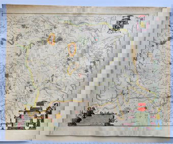 1640 Brabant Leuven BELGIUM MAP by WILLEM BLAEU antique AUTHENTIC hand colored
