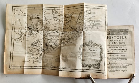 1758 HISTOIRE des VOYAGES antique vol. 56 NORTH AMERICA & CANADA illustrated