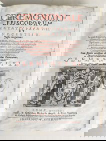 1713 CEREMONIALE EPISCOPORUM antique ILLUSTRATED VELLUM BINDING