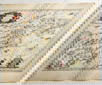 1640 MAP of GERMANY BENTHEIM & STEINFURT by WILLEM BLAEU antique AUTHENTIC