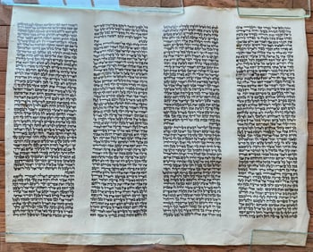 TORAH SCROLL FRAGMENT MANUSCRIPT on VELLUM antique BIBLE GENESIS 44:30-48:5