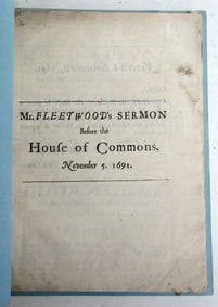 1691 Mr. FLEETWOOD SERMON PREACHED before HOUSE of COMMONS antique in ENGLISH