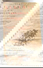 1614 ILLUSTRATED EMBLEMATA BOOK by Andrew ALCIATI VELLUM SPINE antique