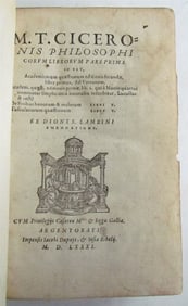 1581 CICERO PHILOSOPHICORUM 16th CENTURY