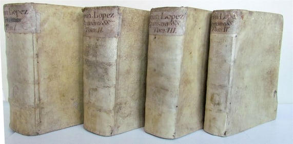 1607 4 VOLUMES Spanish Dominican Juan Lopez collection of sermons antique vellum