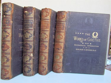 1885 4 VOLUMES WORKS OF GOETHE antique AMAZINGLY ILLUSTRATED in ENGLISH