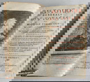 1749 HISTOIRE des VOYAGES VOL.1 antique illustrated TRAVELS to AFRICA & INDIA