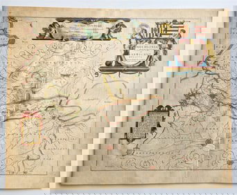 1640 MAP of MECHLIN AERSCHOT BELGIUM WILLEM BLAEU antique AUTHENTIC hand colored