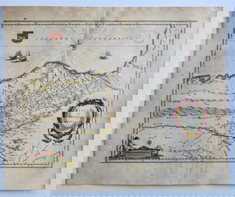 1640 BASQUE COUNTY SPAIN MAP by WILLEM BLAEU antique AUTHENTIC hand colored