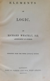 1853 ELEMENTS of LOGIC by RICHARD WHATELY antique