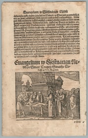 1550 ENGRAVING ILLUMINATED LEAF from CZECH BIBLE ANTIQUE PAGE CLXIX