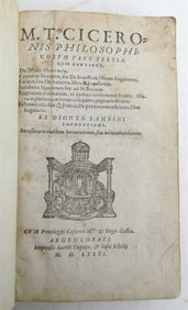 1581 CICERO PHILOSOPHICORUM 16th CENTURY Ciceronis