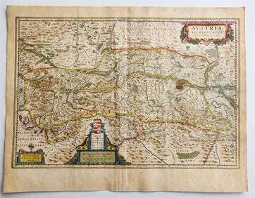 1640 MAP of STYRIA AUSTRIA by WILLEM BLAEU antique AUTHENTIC hand colored