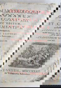 1732 ROMAN MARTIROLOGY antique VELLUM BOUND MARTIROLOGIUM ROMANUM