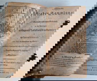 1814 HYMNAL BOOK in GERMAN LEATHER BOUND w/CLASPS antique AMERICANA Philadelphia