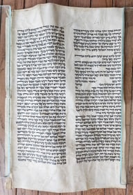 TORAH SCROLL FRAGMENT MANUSCRIPT on VELLUM antique GENESIS 49:8 - 50:20