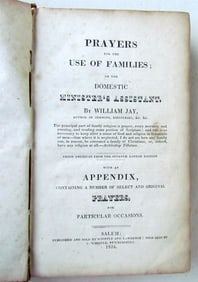 1824 PRAYERS for USE of FAMILIES DOMESTIC MINISTER'S ASSISTANT antique AMERICANA