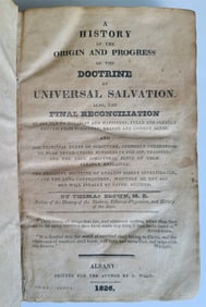 1826 HISTORY of ORIGIN of DOCTRINE of UNIVERSAL SALVATION antique AMERICANA