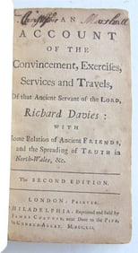1752 Account of Exercises Services & Travels of Richard Davies antique AMERICANA