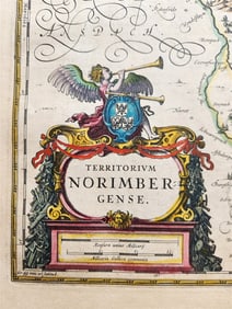 1640 MAP of GERMANY NUREMBERG by WILLEM BLAEU antique AUTHENTIC hand colored