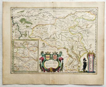 1640 MAP of GERMANY RAVENSBERG by WILLEM BLAEU antique AUTHENTIC hand colored