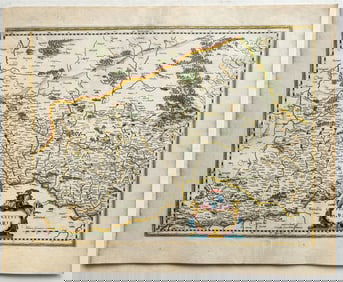 1640 MAP of GERMANY BAVARIA by WILLEM BLAEU antique AUTHENTIC hand colored