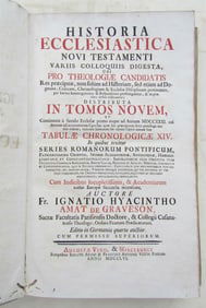 1750s VELLUM BINDING FOLIO HISTORIA ECCLESIASTICA antique by Graveson Ignatius