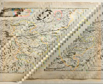 1640 MAP of FRANCE LA PERCHE by WILLEM BLAEU antique AUTHENTIC hand colored