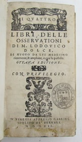1562 LODOVICO DOLCE LIBRI DELLE OSSERVATIONI ANTIQUE 16th CENTURY vellum binding
