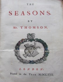 1730 POETRY in ENGLISH THE SEASONS by JAMES THOMPSON antique 1st EDITION