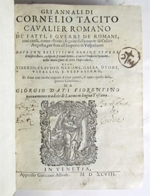 1598 TACITUS ROMAN HISTORY antique Gli Annali di Cornelio Tacito 16th CENTURY